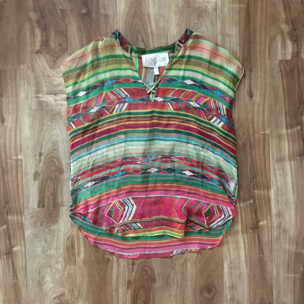 Rory Beca Tribal Print 100% Silk Top
